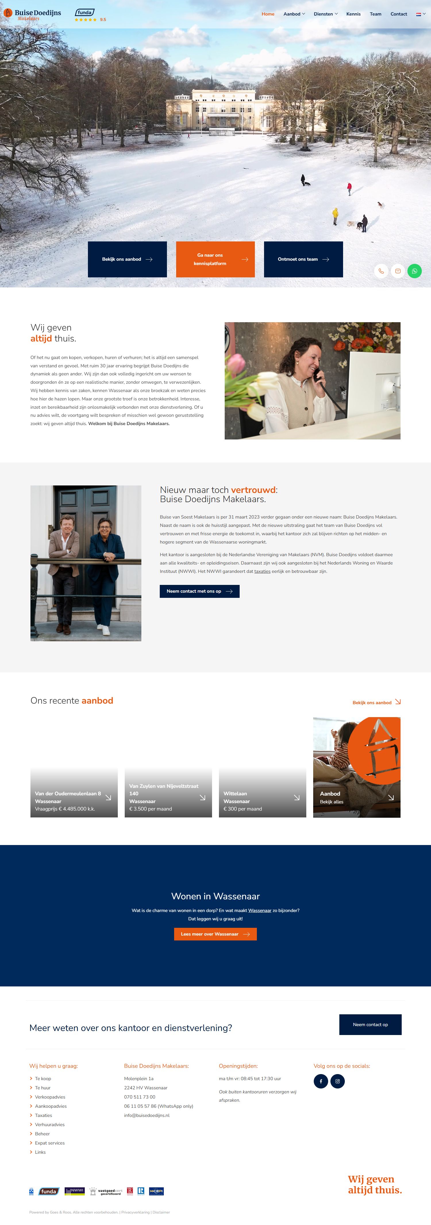 Screenshot van de website van www.buisedoedijns.nl