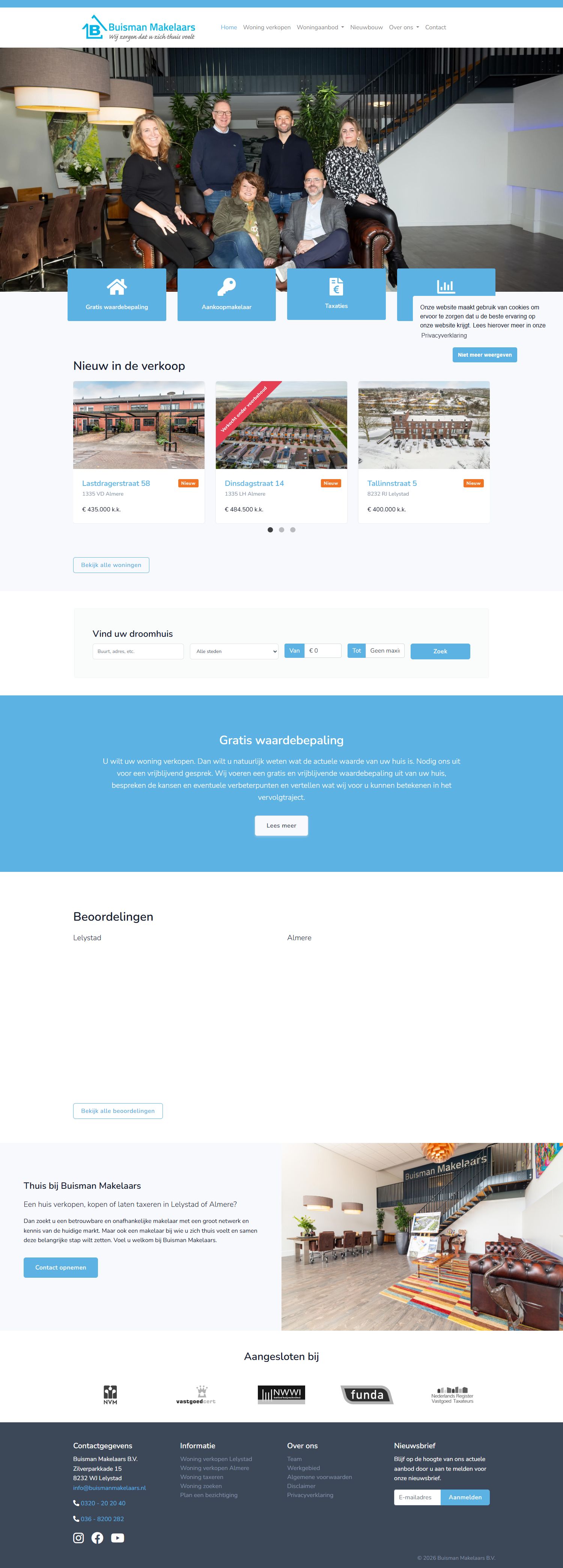 Screenshot van de website van www.buismanmakelaars.nl