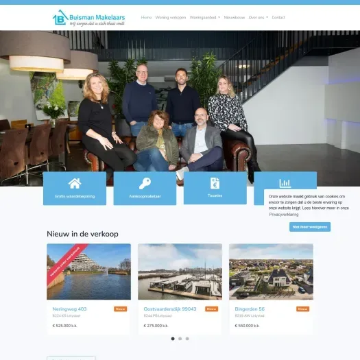 Screenshot van de website van www.buismanmakelaars.nl