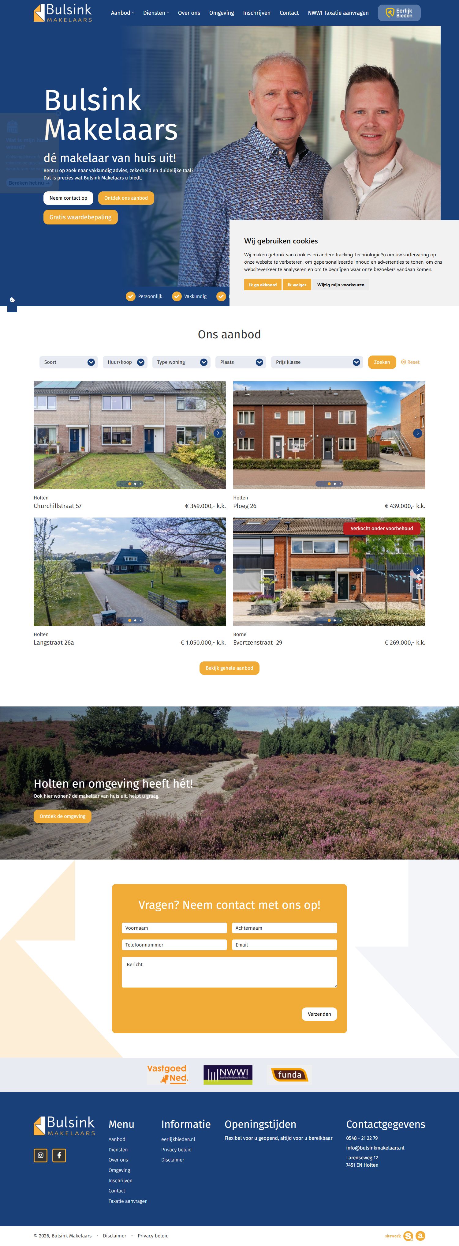 Screenshot van de website van www.bulsinkmakelaars.nl