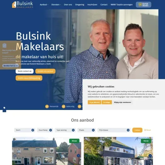 Screenshot van de website van www.bulsinkmakelaars.nl
