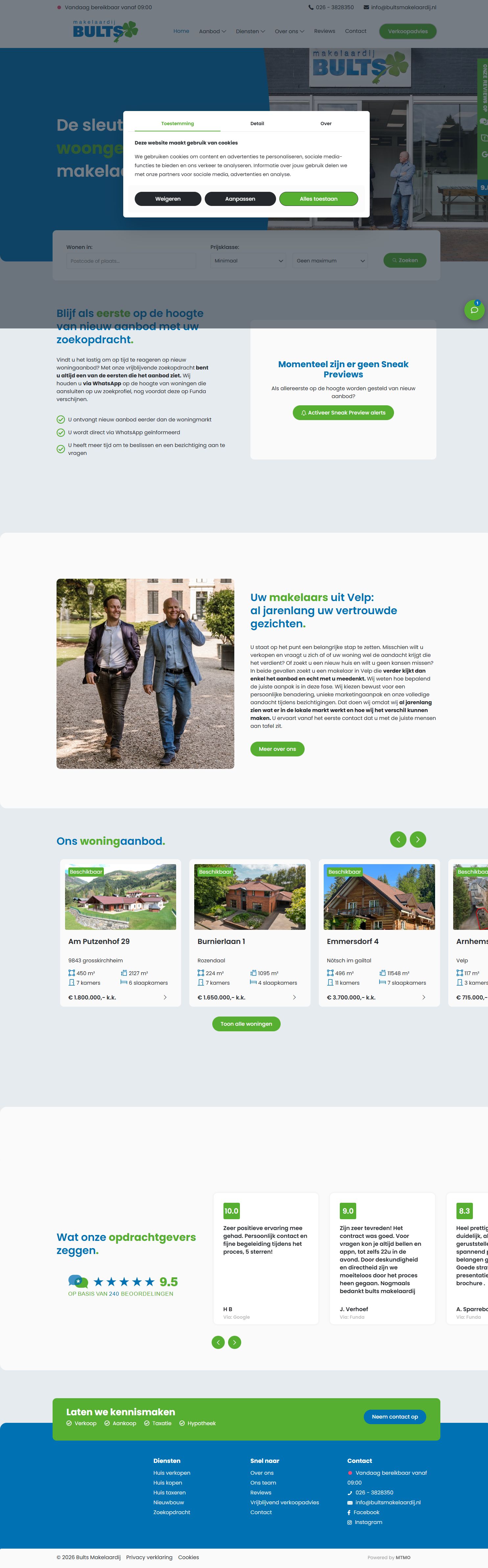 Screenshot van de website van www.bultsmakelaardij.nl