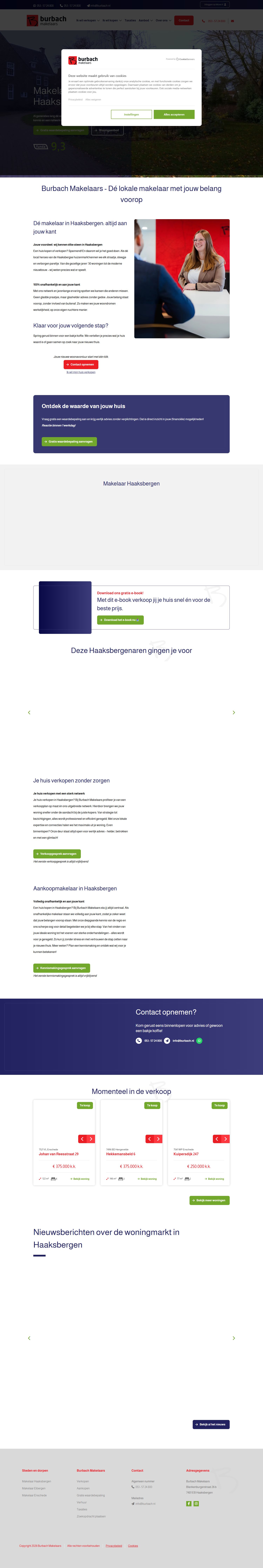 Screenshot van de website van www.burbach.nl