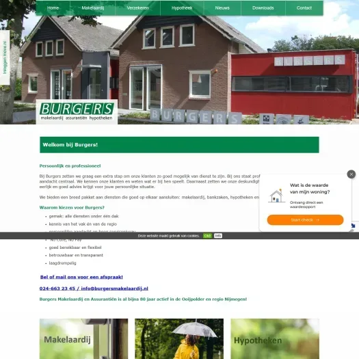 Screenshot of the website of www.burgersmakelaardij.nl
