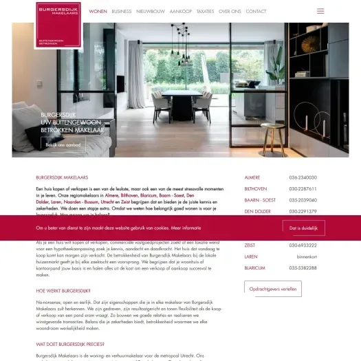 Screenshot van de website van www.burgersdijk.com