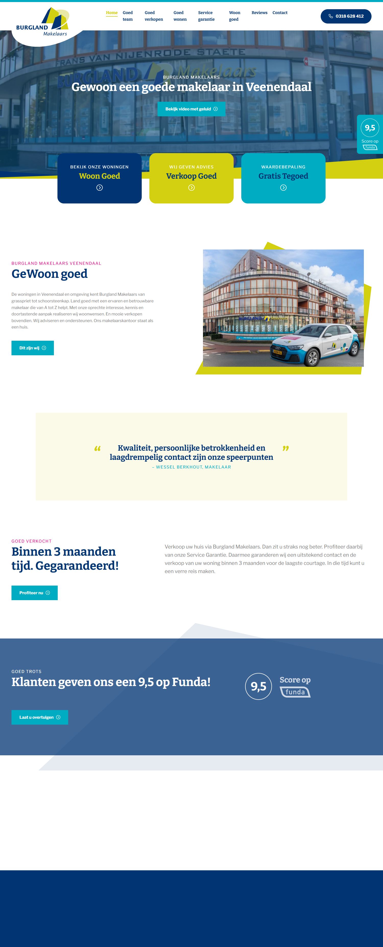 Screenshot van de website van www.burglandmakelaars.nl