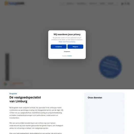 Screenshot van de website van www.burgstate.nl