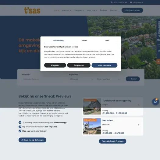 Screenshot der Website von www.tsas.nl