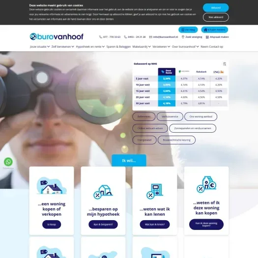 Screenshot van de website van www.burovanhoof.nl