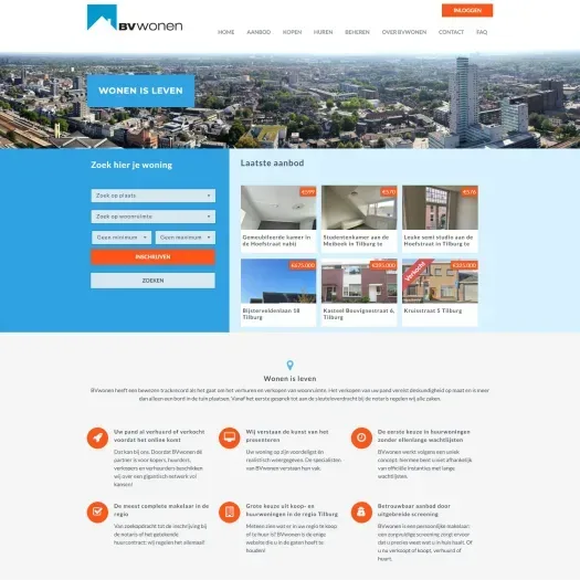 Screenshot van de website van www.bvwonen.nl