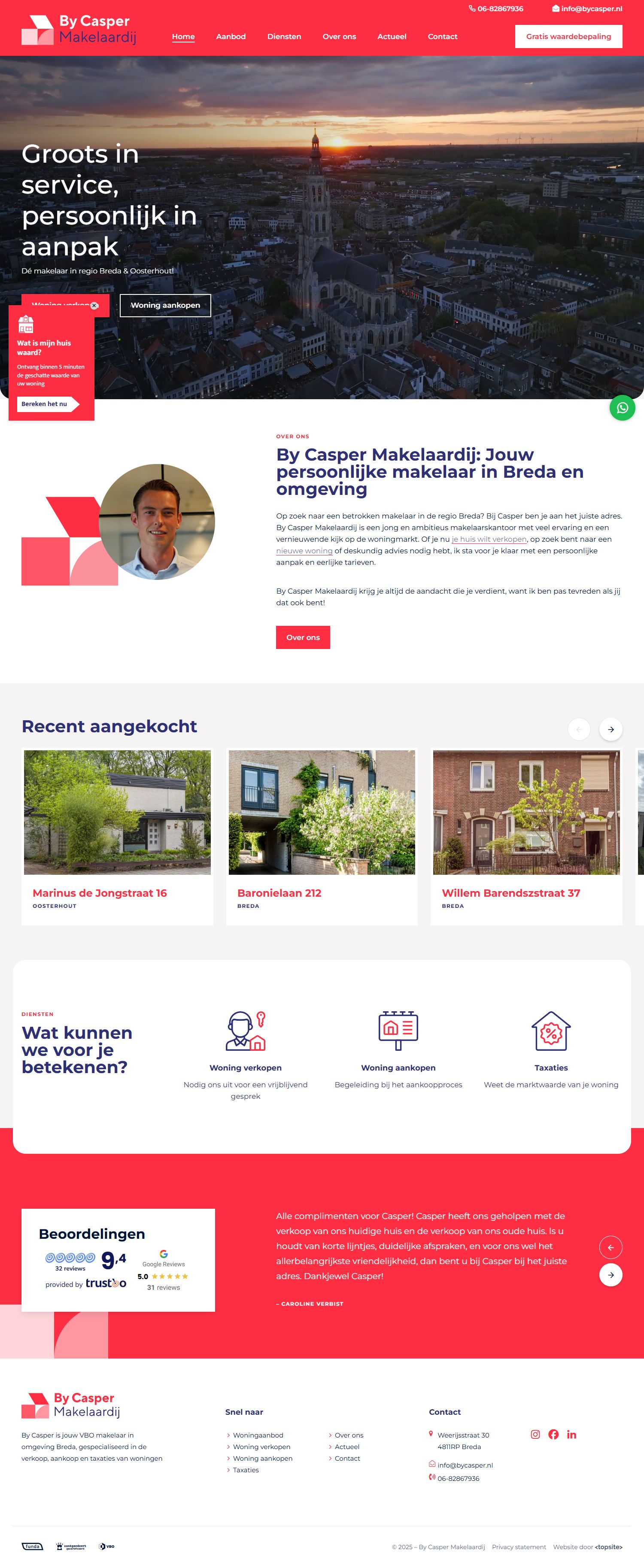 Screenshot van de website van www.bycasper.nl