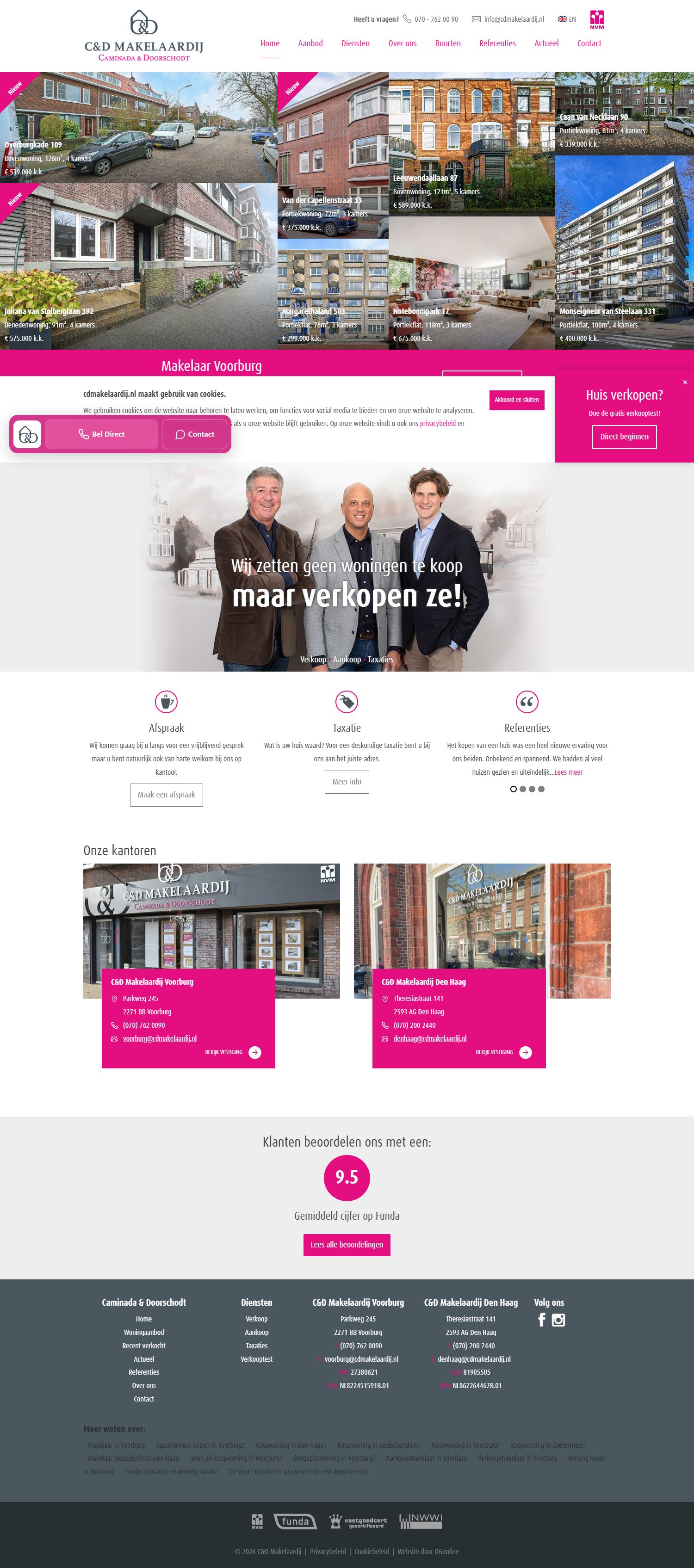 Screenshot van de website van www.cdmakelaardij.nl
