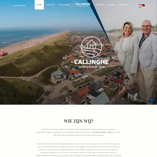 Screenshot van de website van www.callinghe.nl