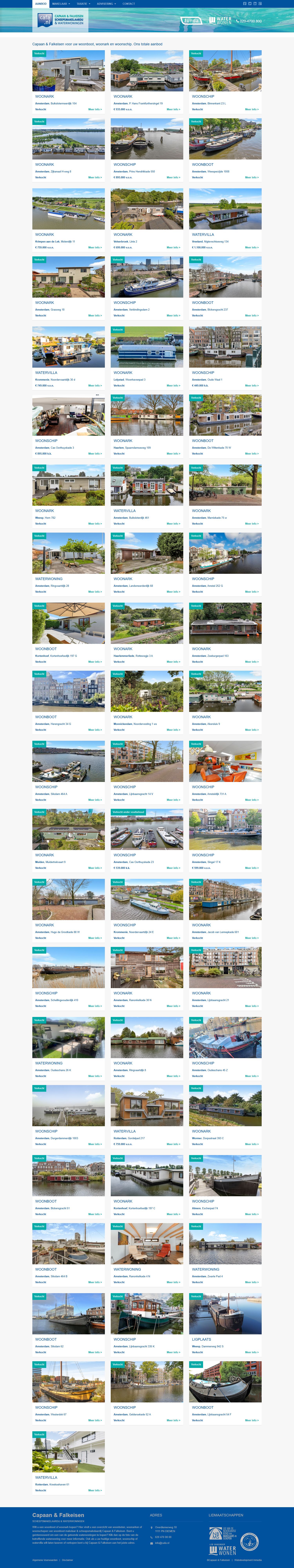 Screenshot van de website van www.cafa.nl