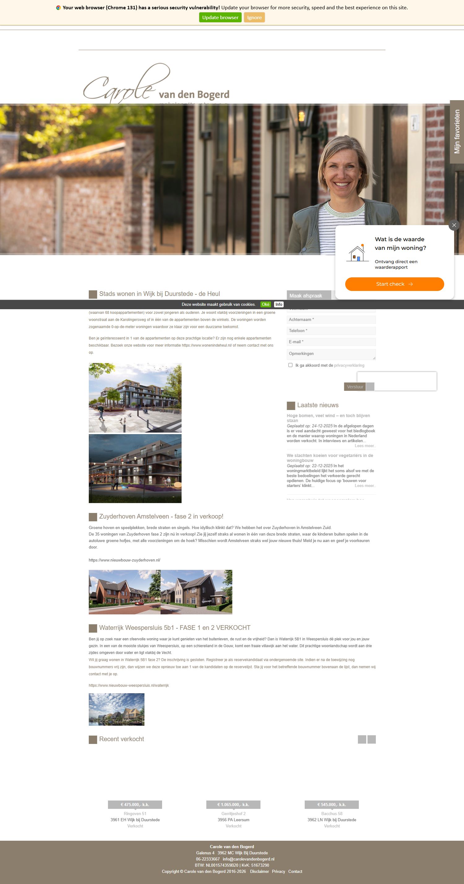 Screenshot van de website van www.carolevandenbogerd.nl