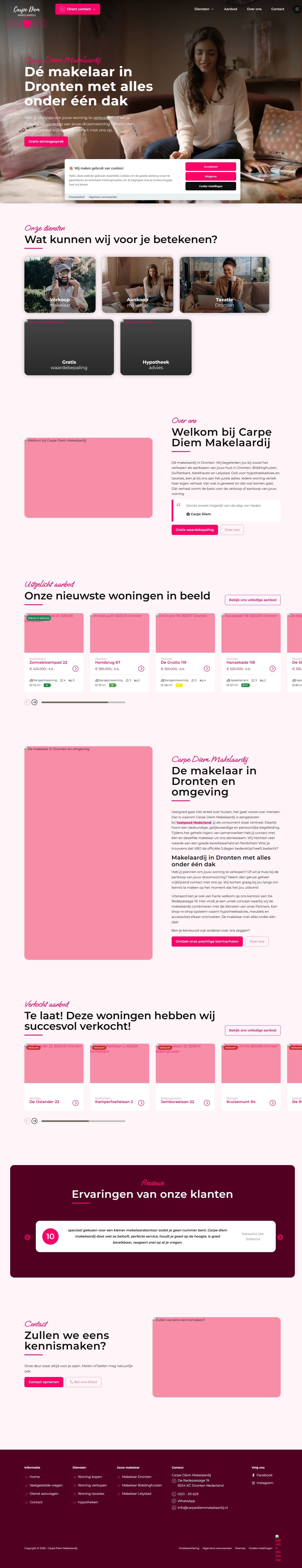 Screenshot van de website van www.carpediemmakelaardij.nl