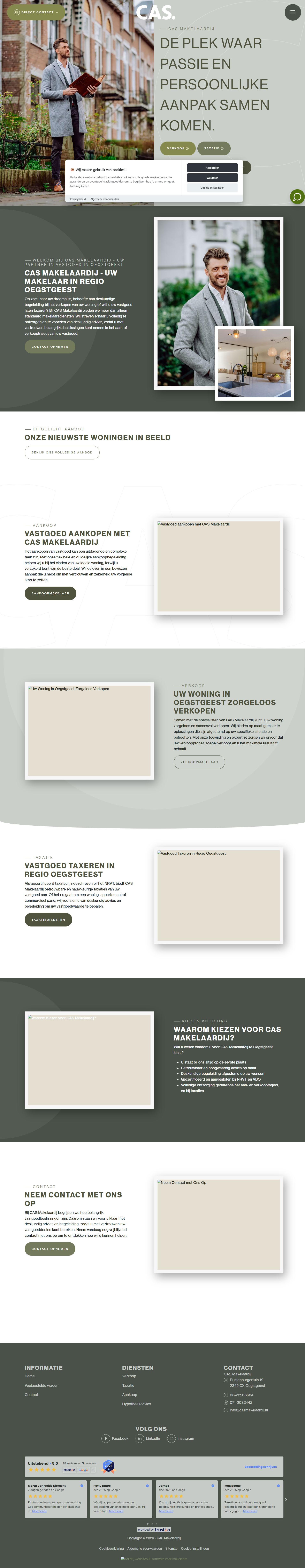 Screenshot van de website van www.casmakelaardij.nl