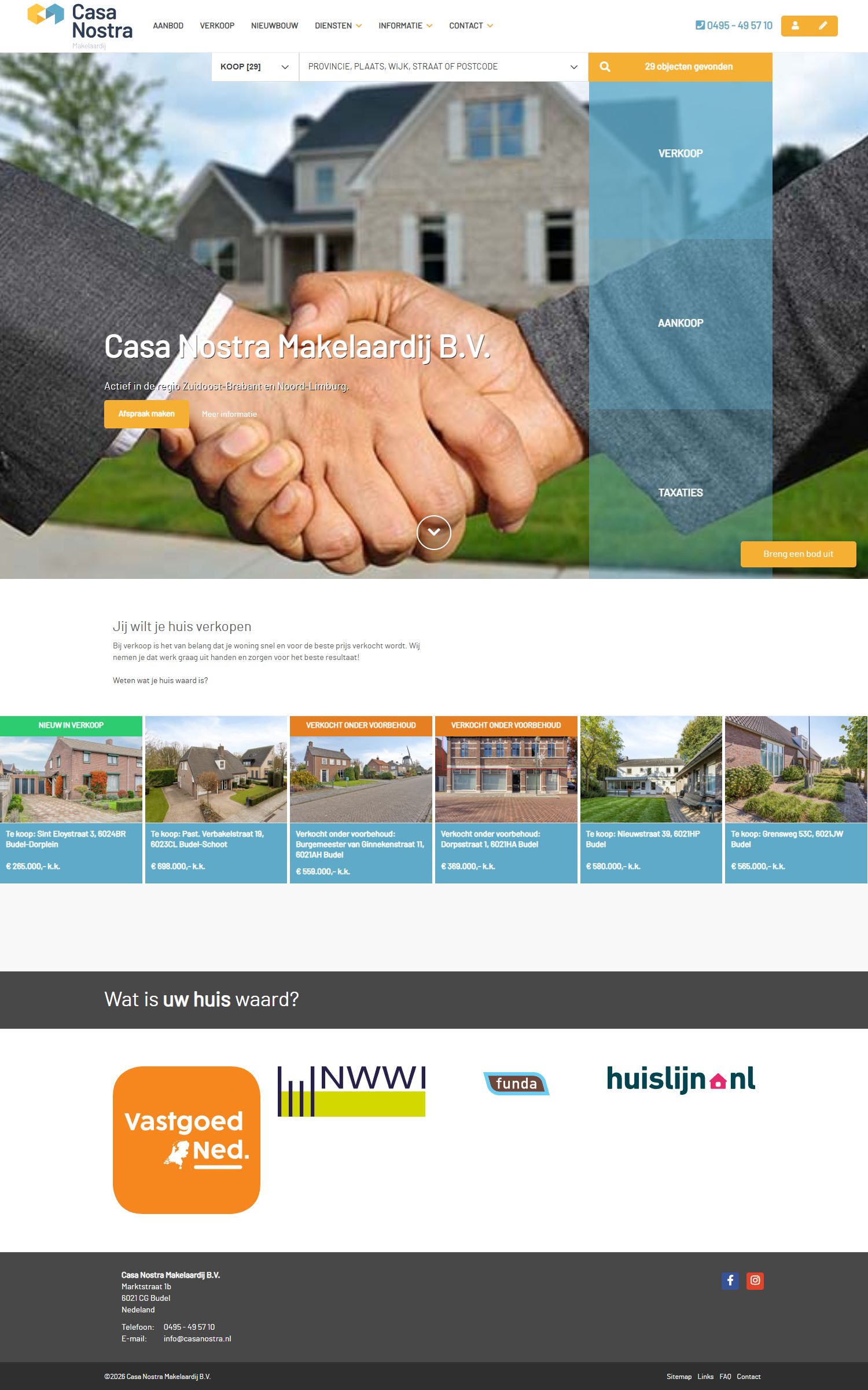 Screenshot van de website van www.casanostra.nl