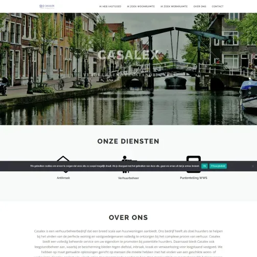 Screenshot van de website van casalex.nl