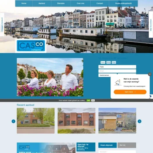 Screenshot van de website van www.cascomakelaars.nl