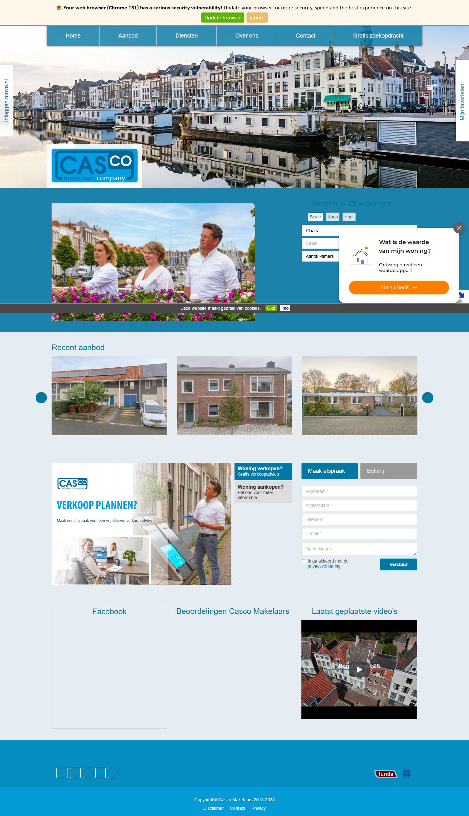 Screenshot van de website van www.cascomakelaars.nl