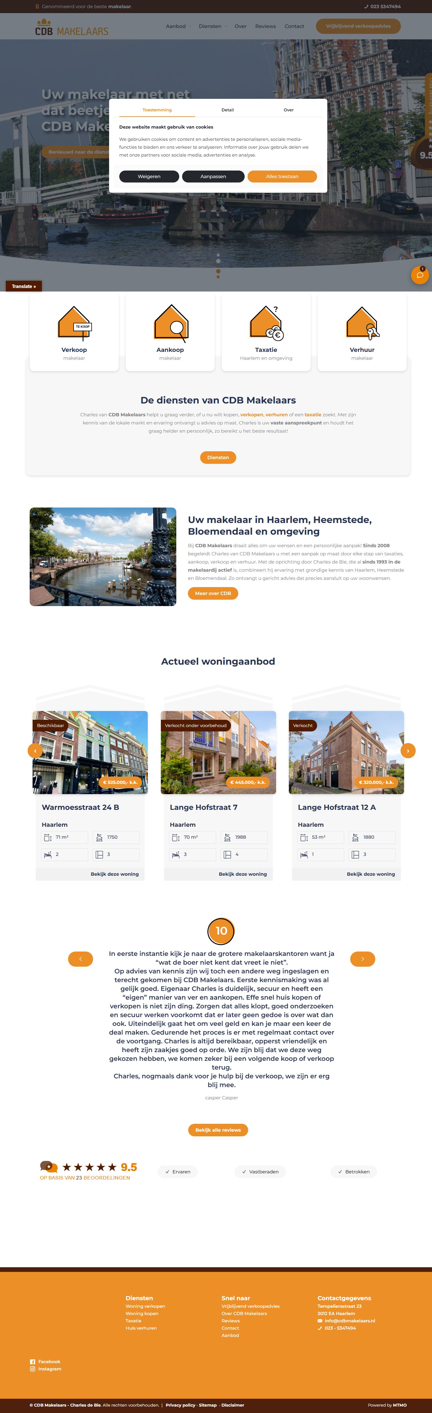 Screenshot van de website van www.cdbmakelaars.nl