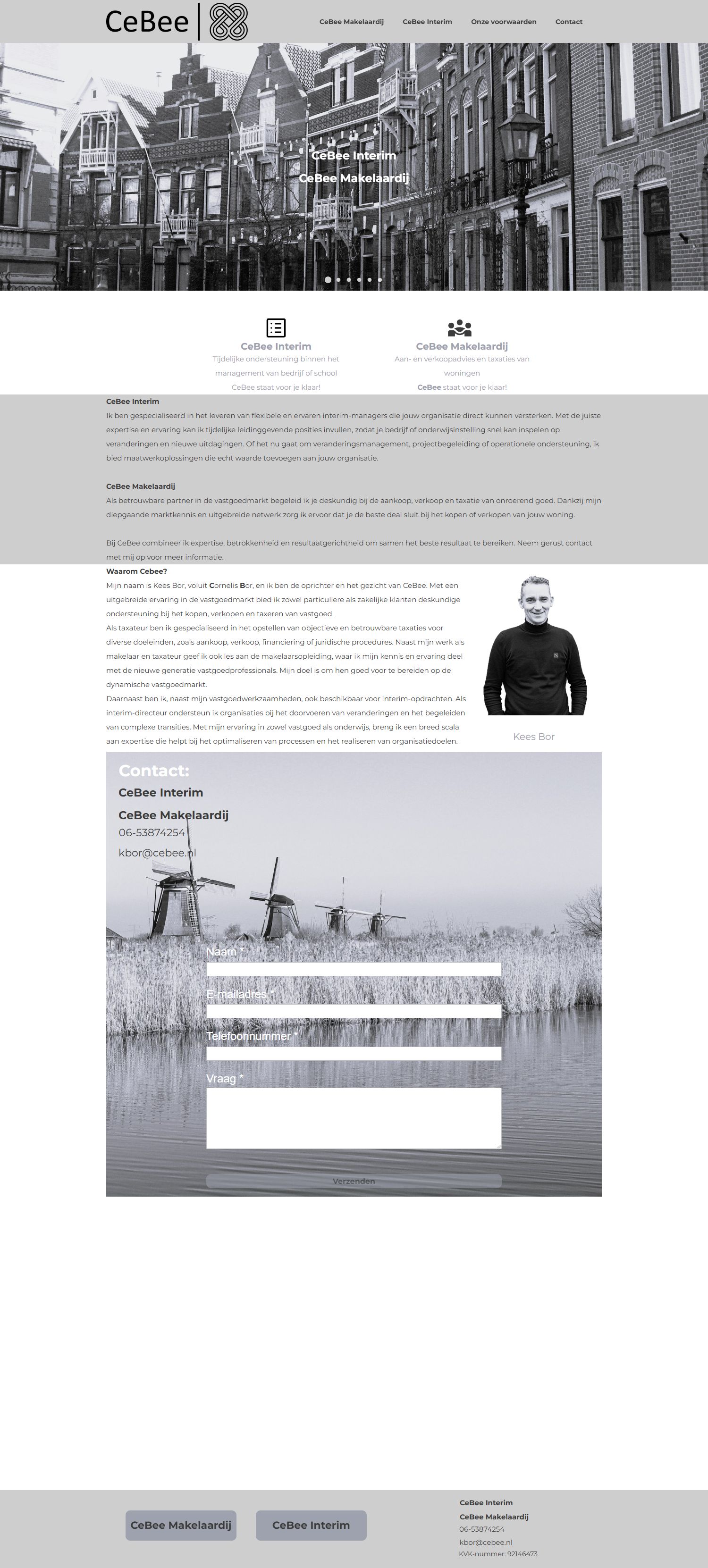 Screenshot van de website van www.cebee.nl