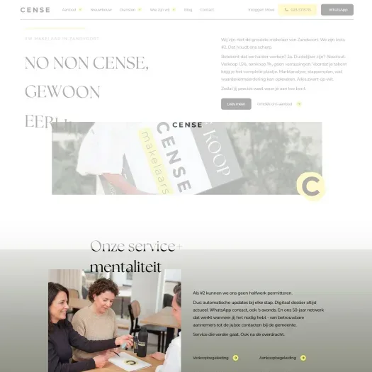 Screenshot of the website of www.censemakelaars.nl