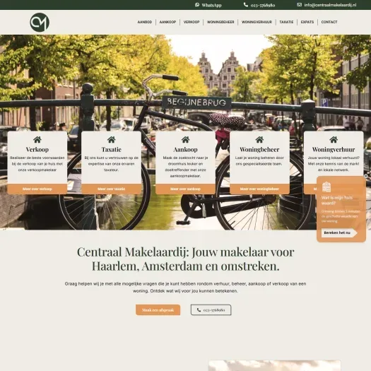 Screenshot van de website van www.centraalmakelaardij.nl