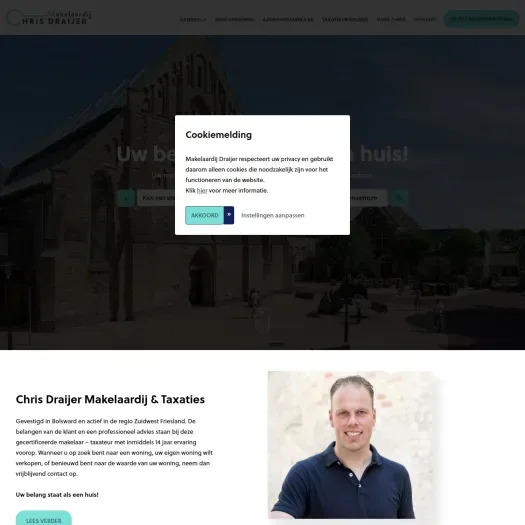 Screenshot van de website van www.makelaardijdraijer.nl
