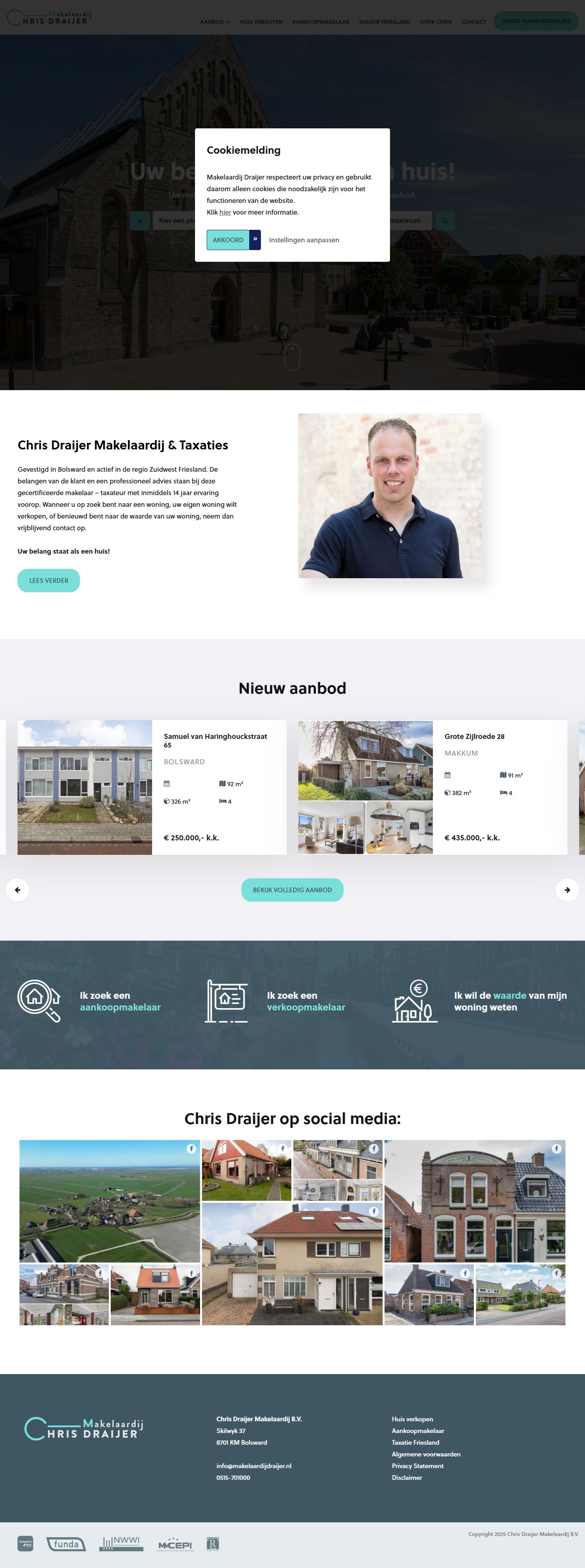 Screenshot van de website van www.makelaardijdraijer.nl