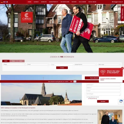Screenshot van de website van www.cirkelmakelaars.nl