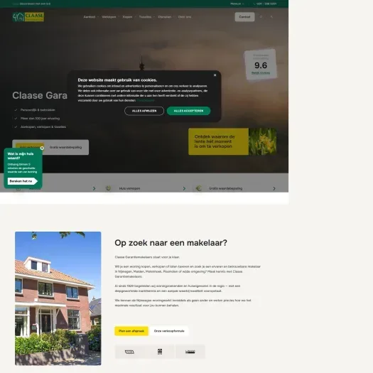 Screenshot van de website van www.claase.nl
