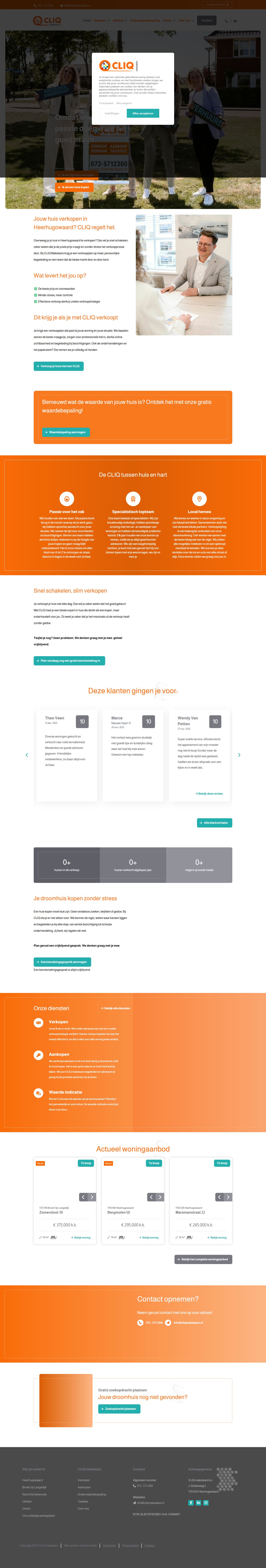 Screenshot van de website van www.cliqmakelaars.nl