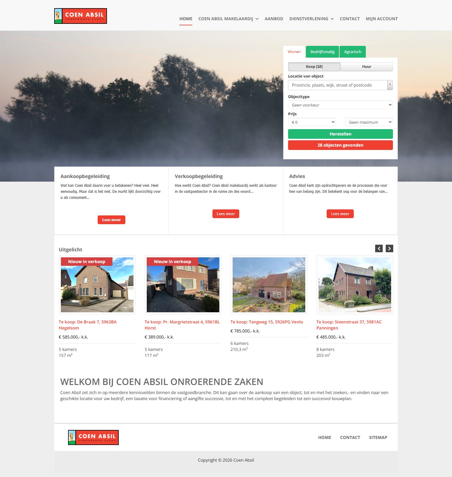 Screenshot van de website van www.coenabsil.nl