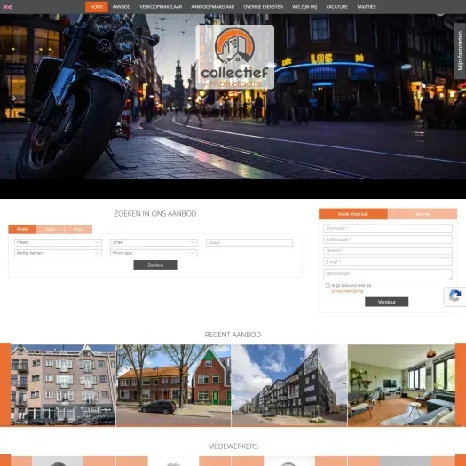 Screenshot van de website van www.collectiefmakelaars.nl