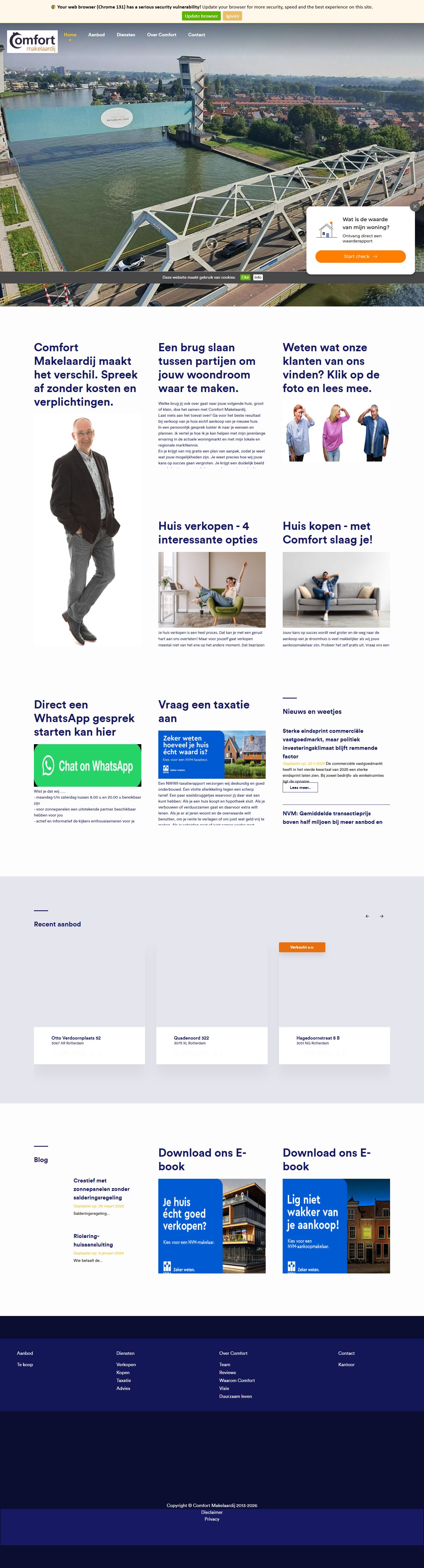 Screenshot van de website van www.comfortmakelaardij.nl