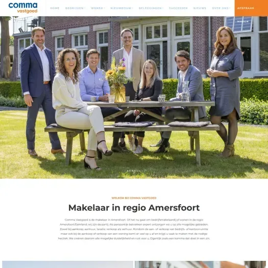 Screenshot of the website of www.commavastgoed.nl