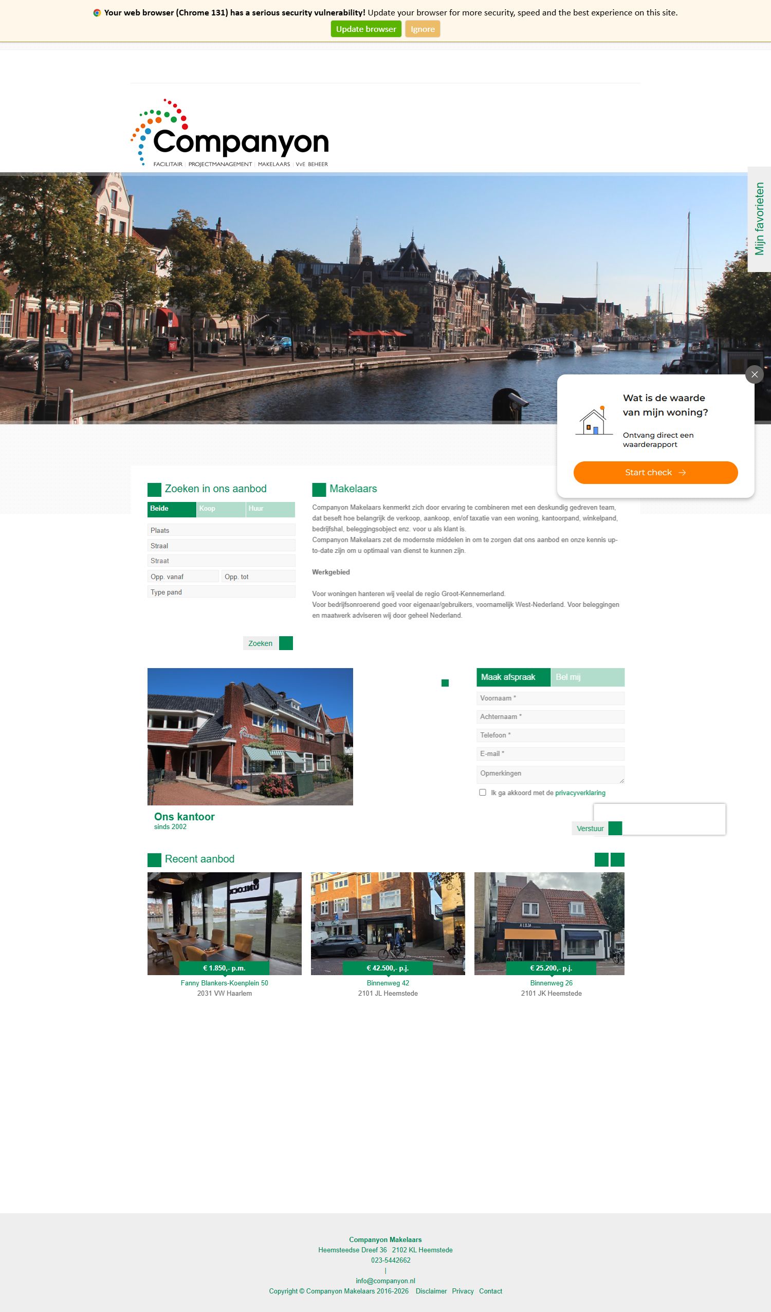Screenshot van de website van www.companyon.nl