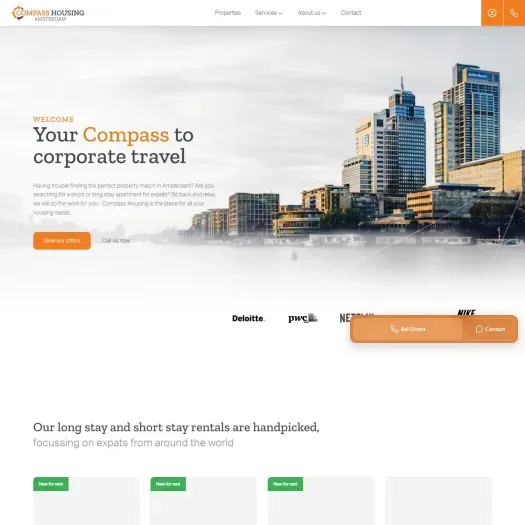 Screenshot van de website van www.compasshousing.nl