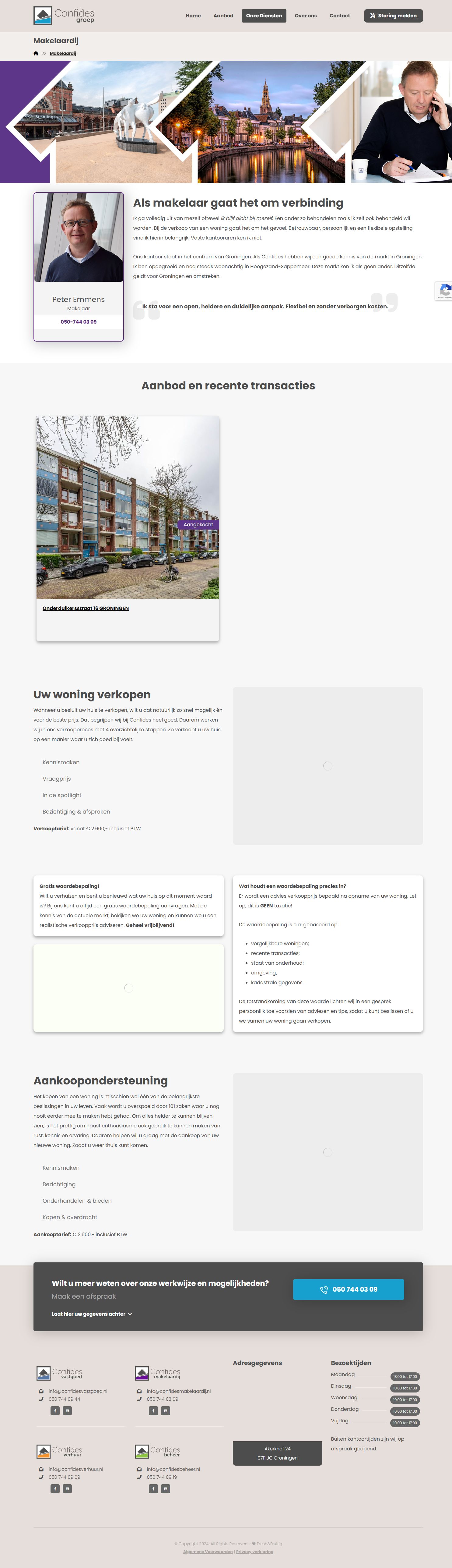 Screenshot van de website van confidesgroep.nl