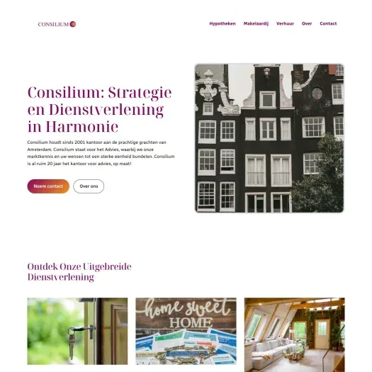 Screenshot van de website van www.consiliumbv.nl