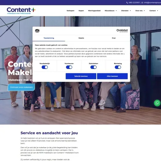 Screenshot of the website of www.contentplus.nl