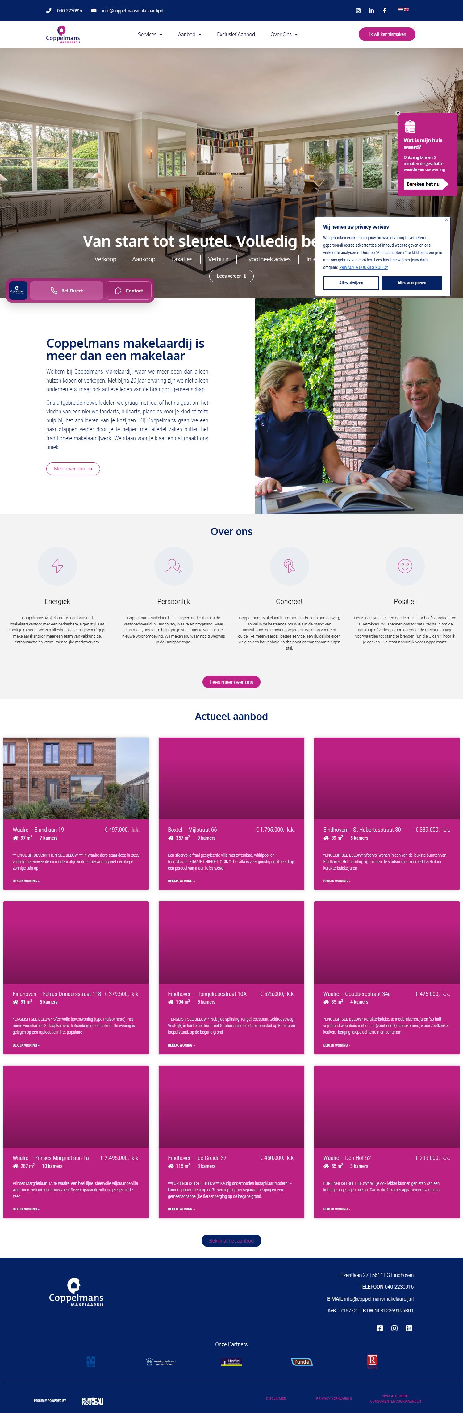 Screenshot van de website van www.coppelmansmakelaardij.nl