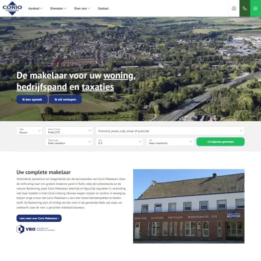 Screenshot of the website of www.coriomakelaars.nl
