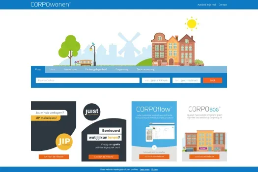 Screenshot of the website of www.corpowonen.nl
