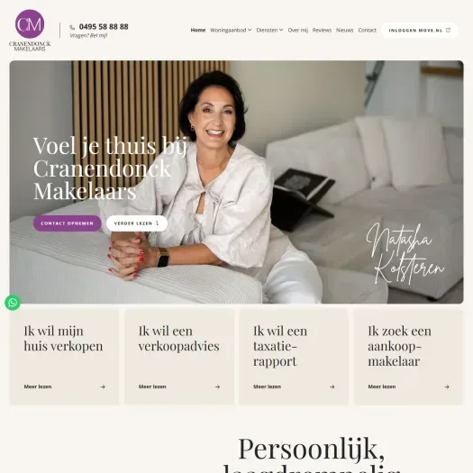 Screenshot van de website van www.cranendonckmakelaars.nl