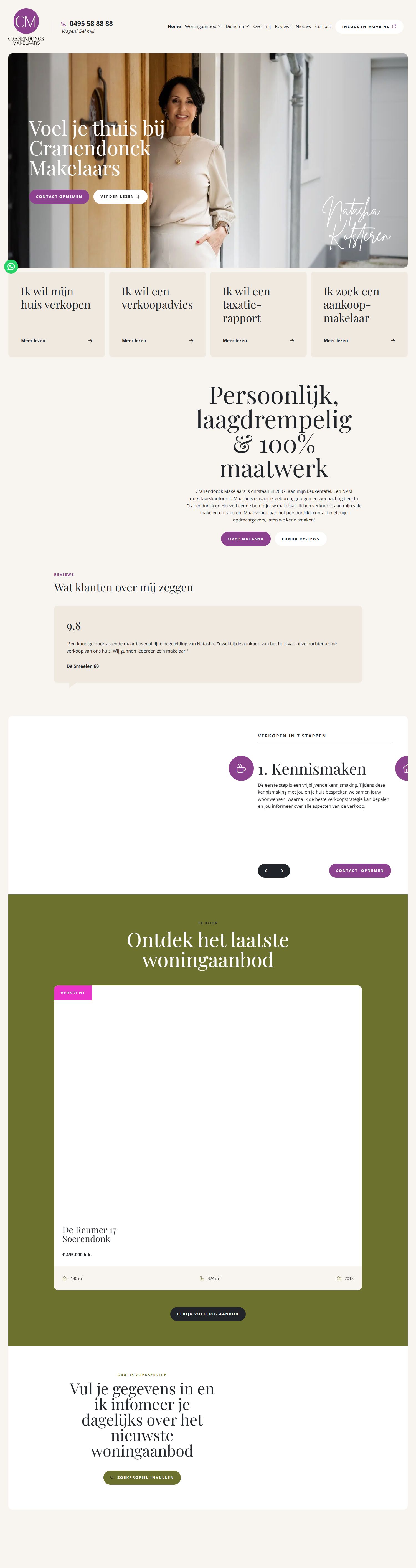 Screenshot van de website van www.cranendonckmakelaars.nl