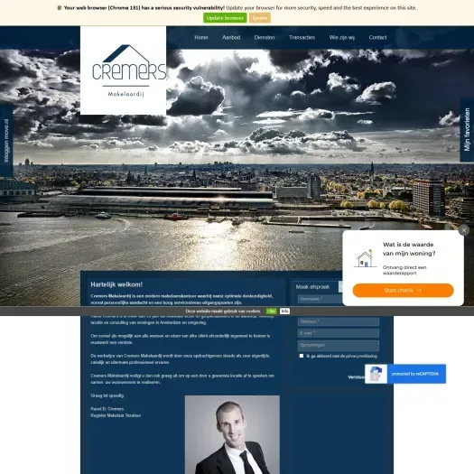 Screenshot of the website of www.cremersmakelaardij.nl