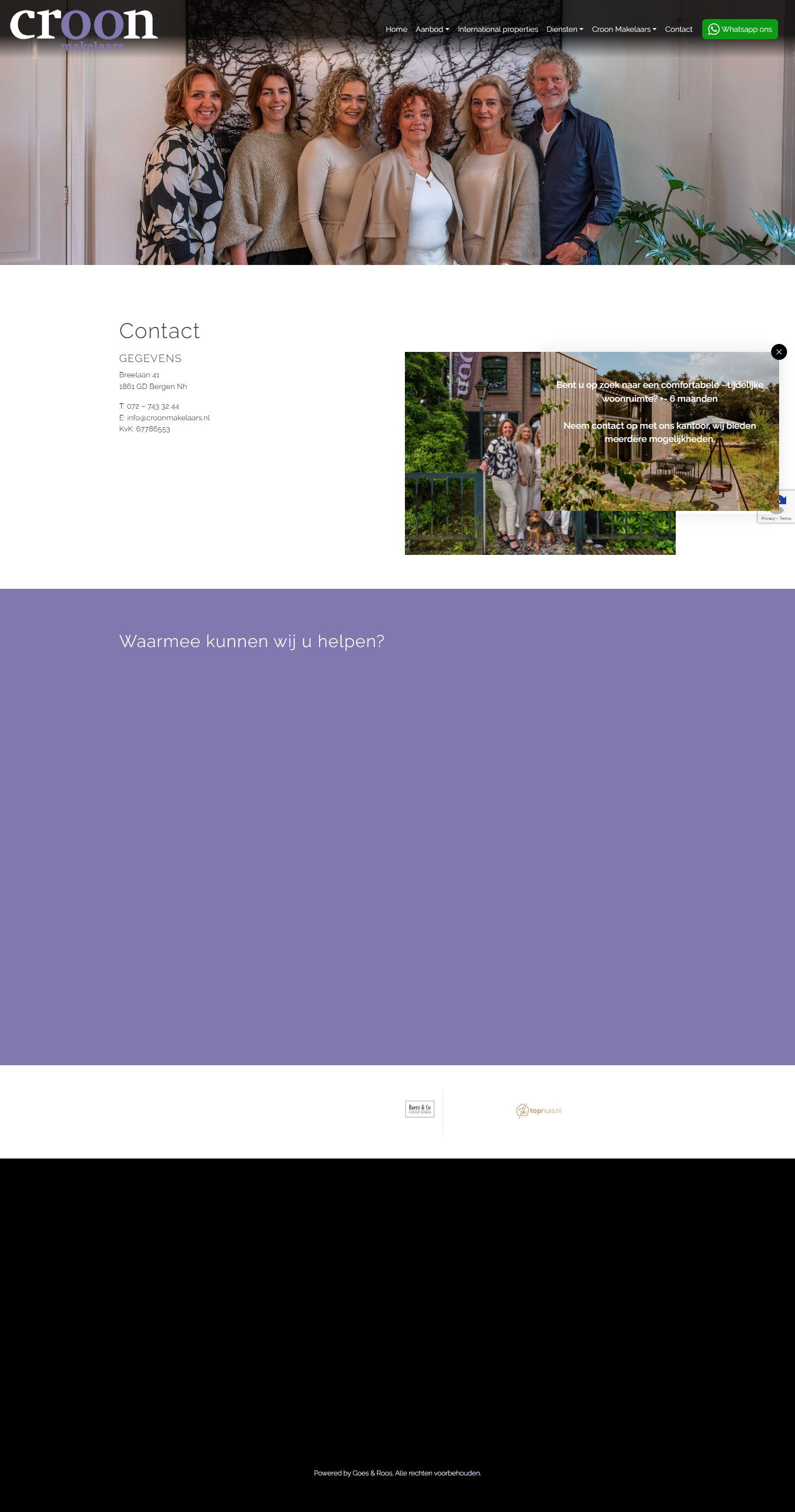 Screenshot van de website van www.croonmakelaars.nl